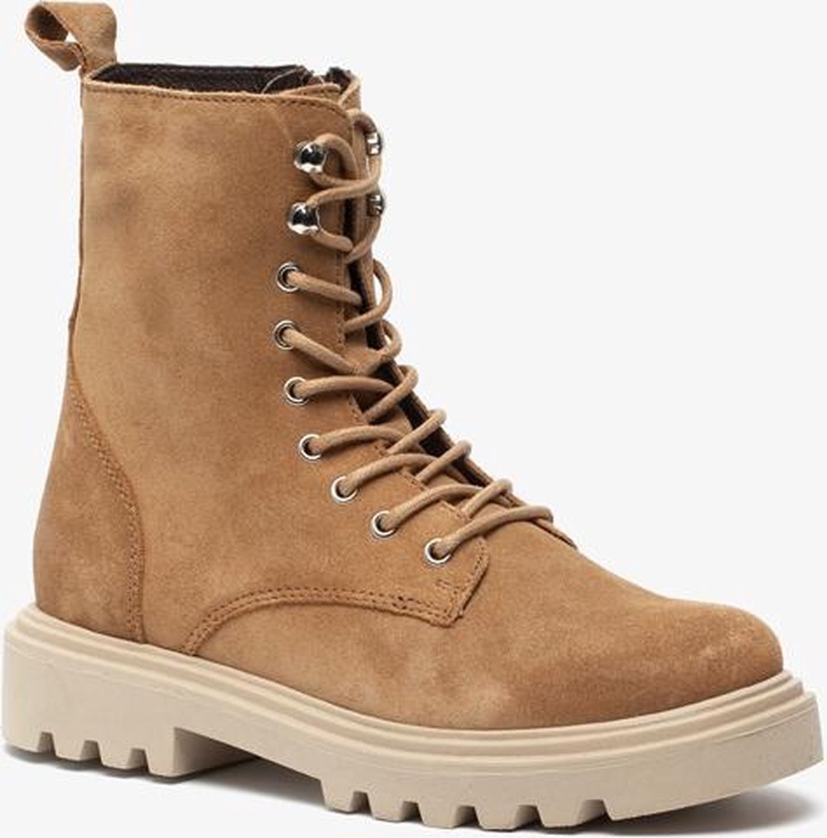 TwoDay suede dames veterboots - Beige - Maat 41