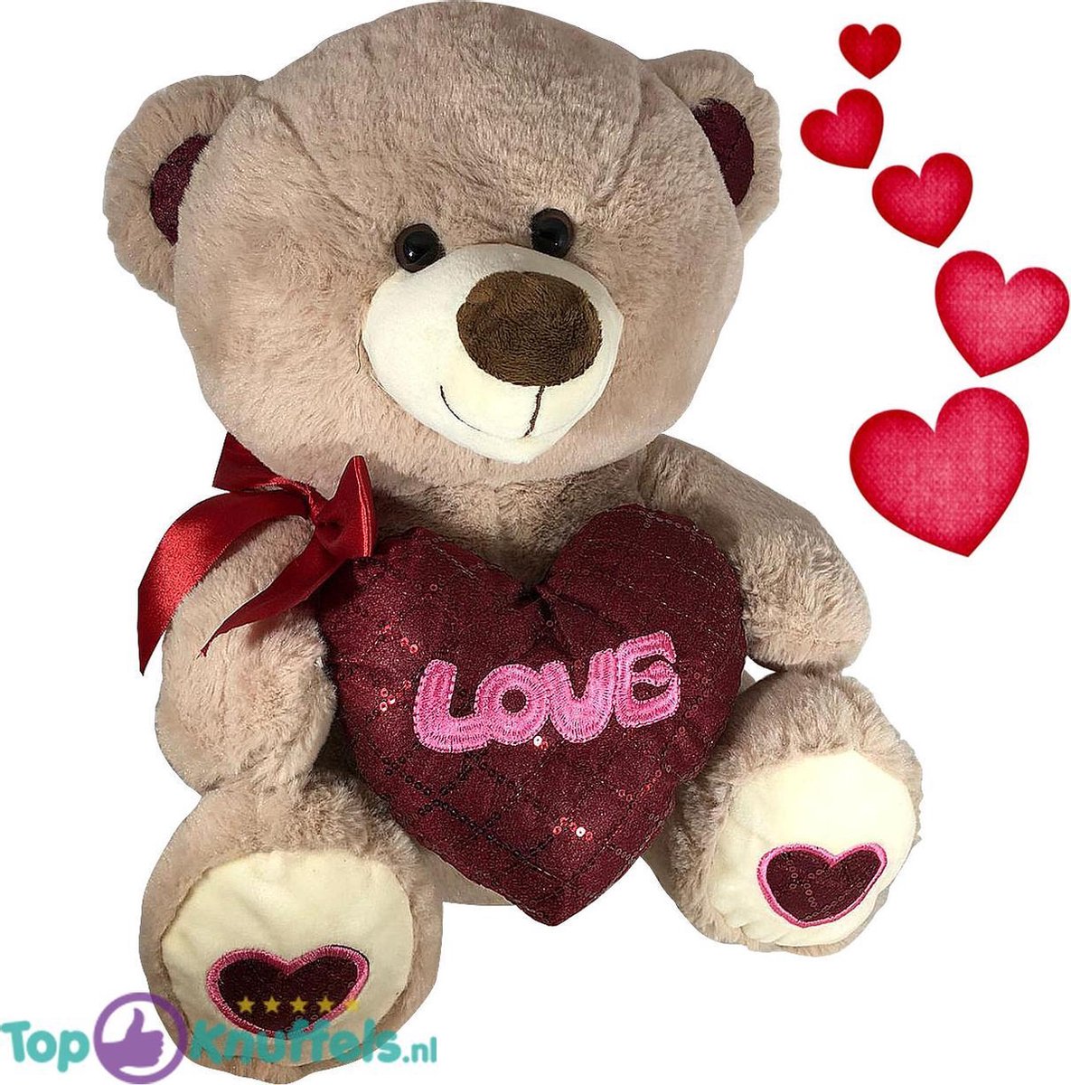 Teddybeer met hart ‘Love’ (Lichtbruin) 26cm | Ik hou van jou / I Love you Knuffelbeer |Valentijnsdag cadeau | Love Teddy Beer | Valentijnsdag Cadeau Gift knuffel |kado vrouw man hem haar | Rozen beer Rozenbeer hart Love