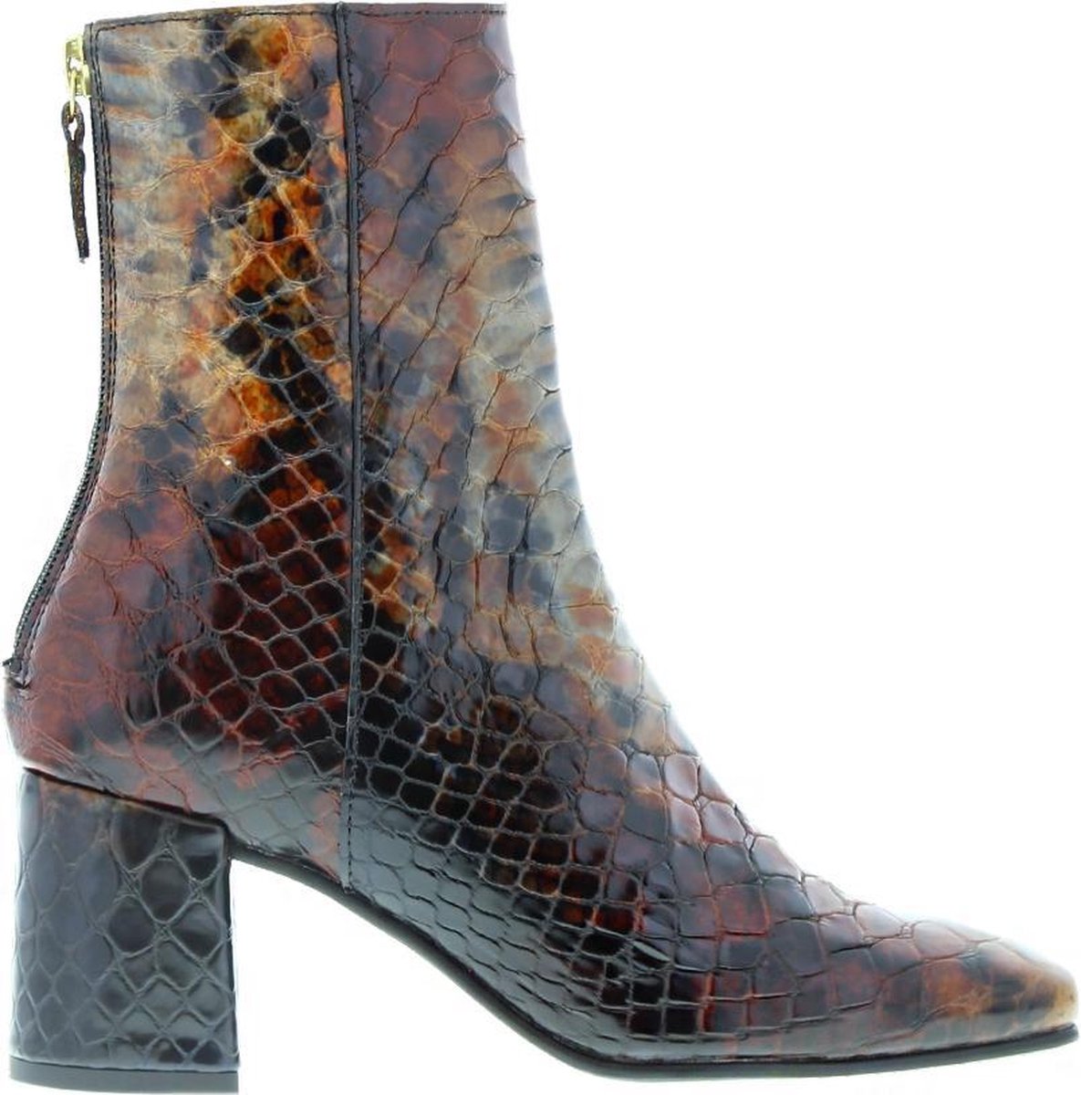 Eigen Label | Maci 1-b Sanny multicolour patent zipper boot- black heel | Maat: 38