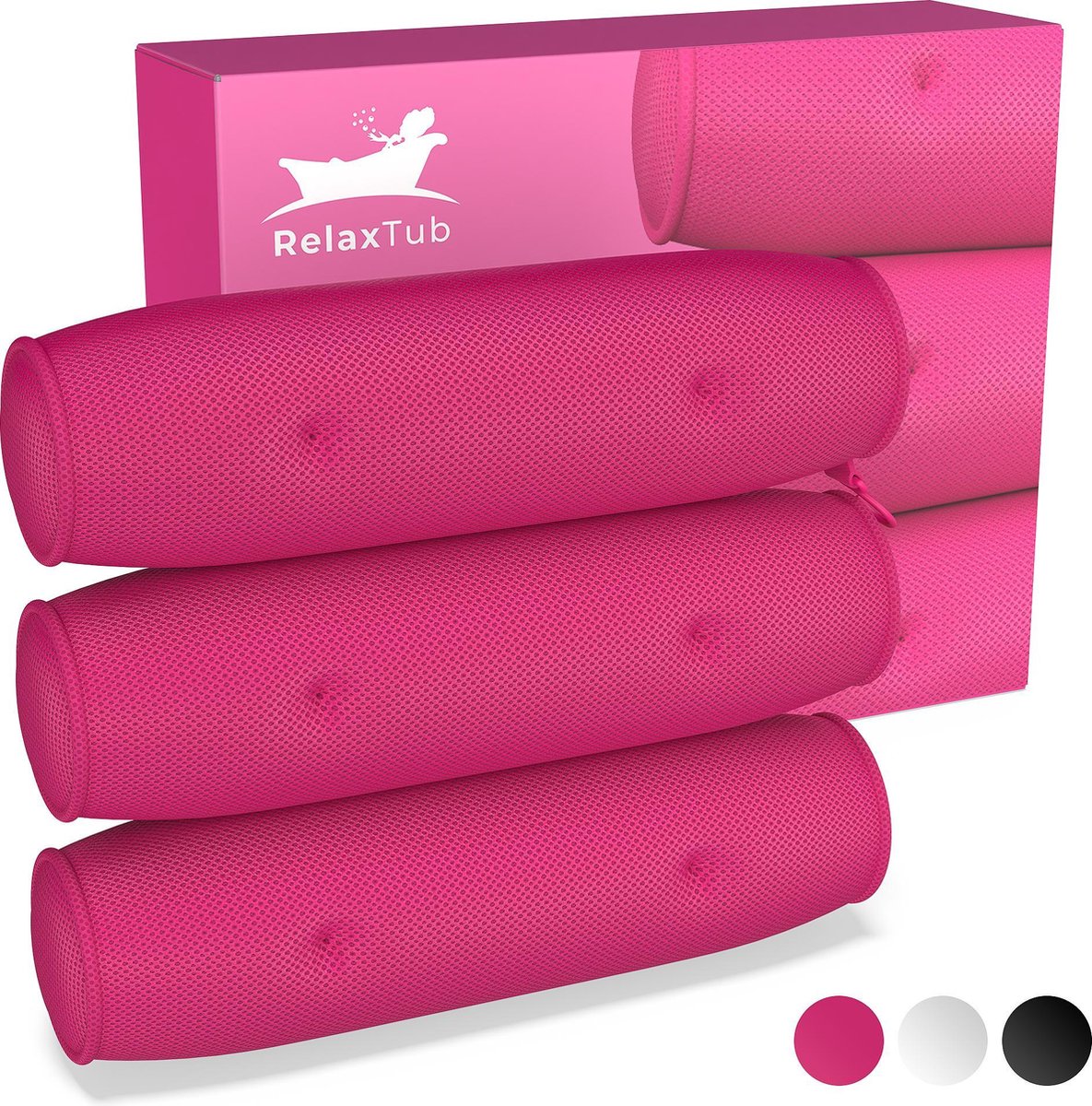 Badkussen van RelaxTub® - Nekkussen bad - 6 Sterke Zuignappen - Anti Slip - Badkussen voor in Bad - Waterdicht - Ondersteuning voor Hoofd