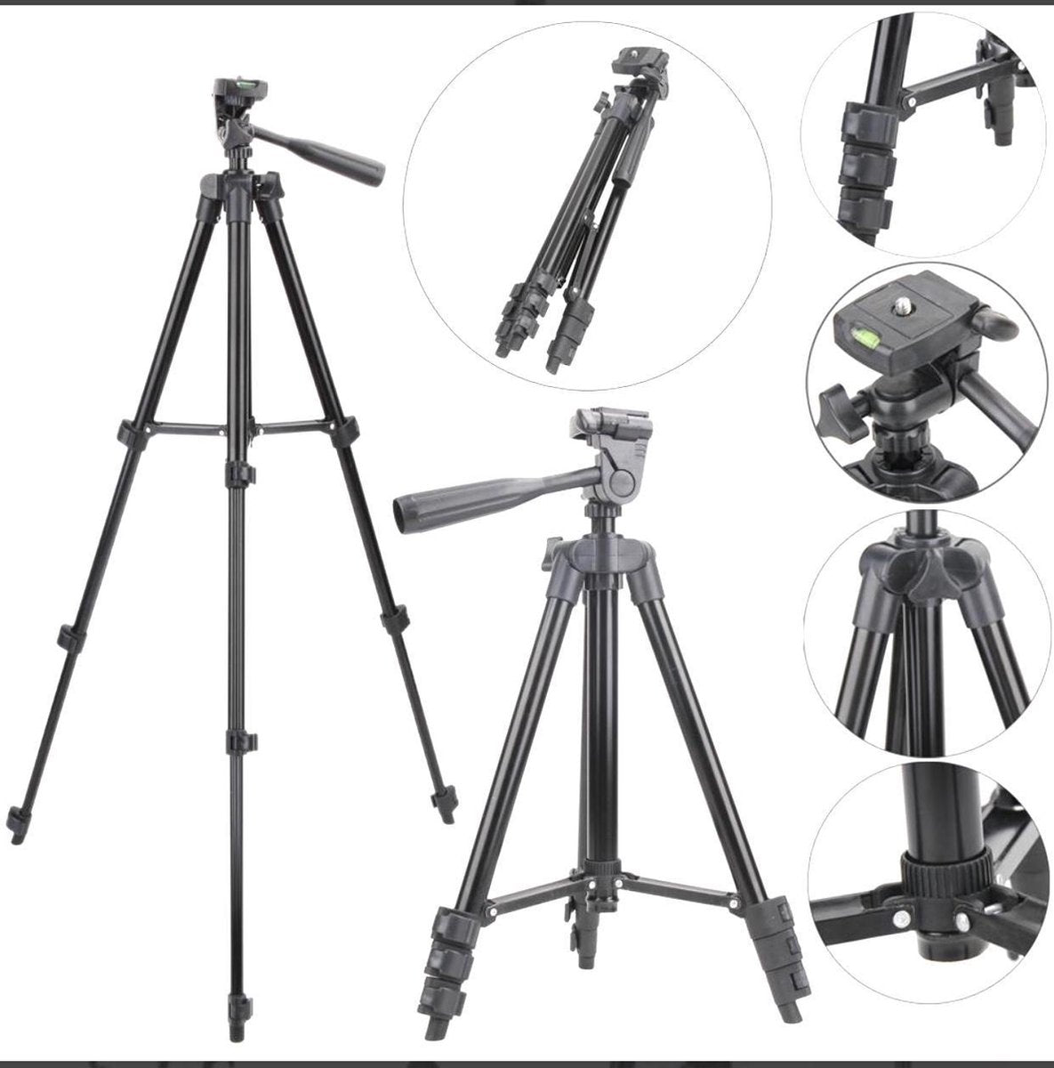 Camerastatief Voor Fotocamera en Smartphone Incl. Bluetooth Remote Shutter en Waterpas - Tripod - Smartphone Statief Fairco