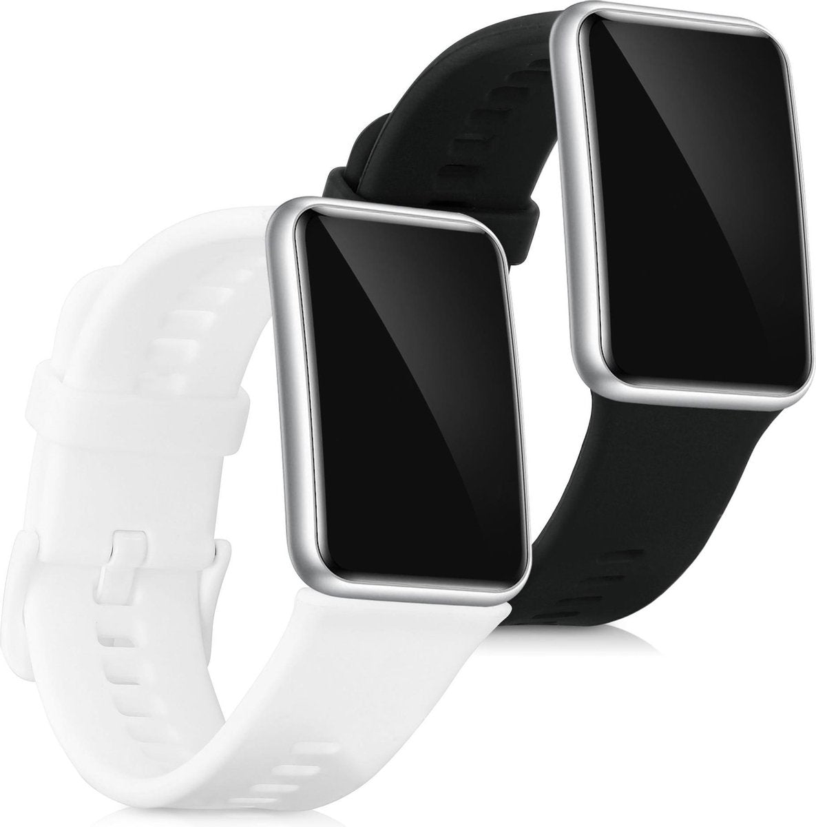 kwmobile 2x horlogeband voor Huawei Watch Fit - siliconen band voor fitnesstracker - zwart / wit
