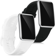 kwmobile 2x horlogeband voor Huawei Watch Fit - siliconen band voor fitnesstracker - zwart / wit