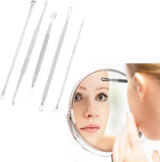 Comedonenlepels 5 stuks in handige opbergetui - puistjes - acne - mee eters verwijderen - Heble