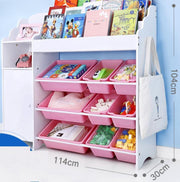 Onshine 3-laags Kast met 9 Opslagbakken & Boekenplank & extra Boekenkast - Klassieke Wit - Opbergkast - Speelgoedrek - Opbergrek - Speelgoedboxen - Opbergmeubel - Kast voor kinderkamer - Kinderkast - Organizer - Speelgoedkast