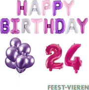 24 jaar Verjaardag Versiering Ballon Pakket Pastel & Roze