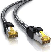 Cat 7 | F/FTP | Netwerkkabel | Patchkabel | Afgeschermd | Nylon braid mantel | 10 Gbps | 0.25 meter | Zwart | Allteq
