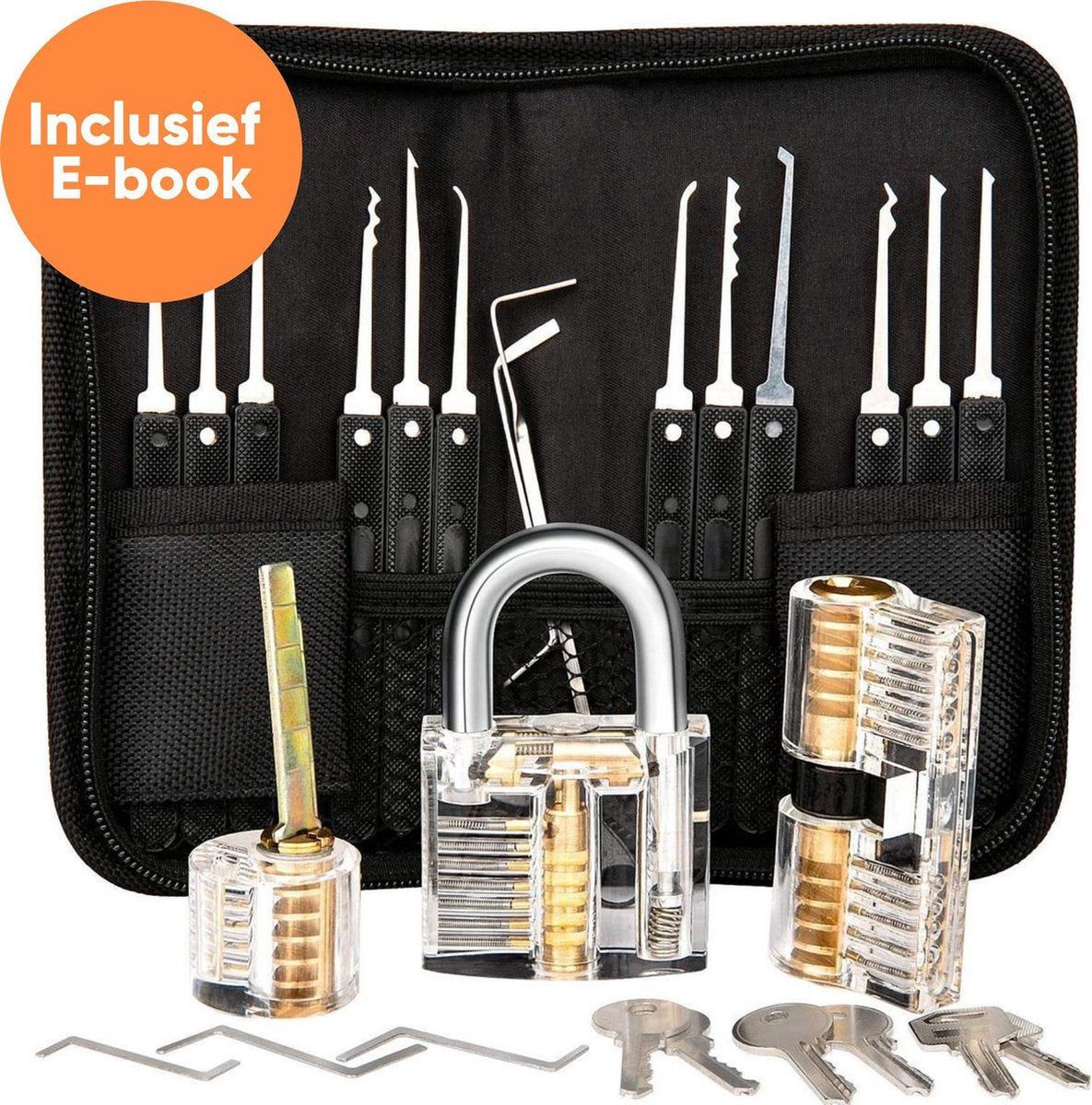 Uitgebreide Lockpick Set met 3 sloten - Lockpicking - Lock pick gereedschap tools - Lockpicken voor beginners en professionals - 2021 Versie- inclusief E-Book