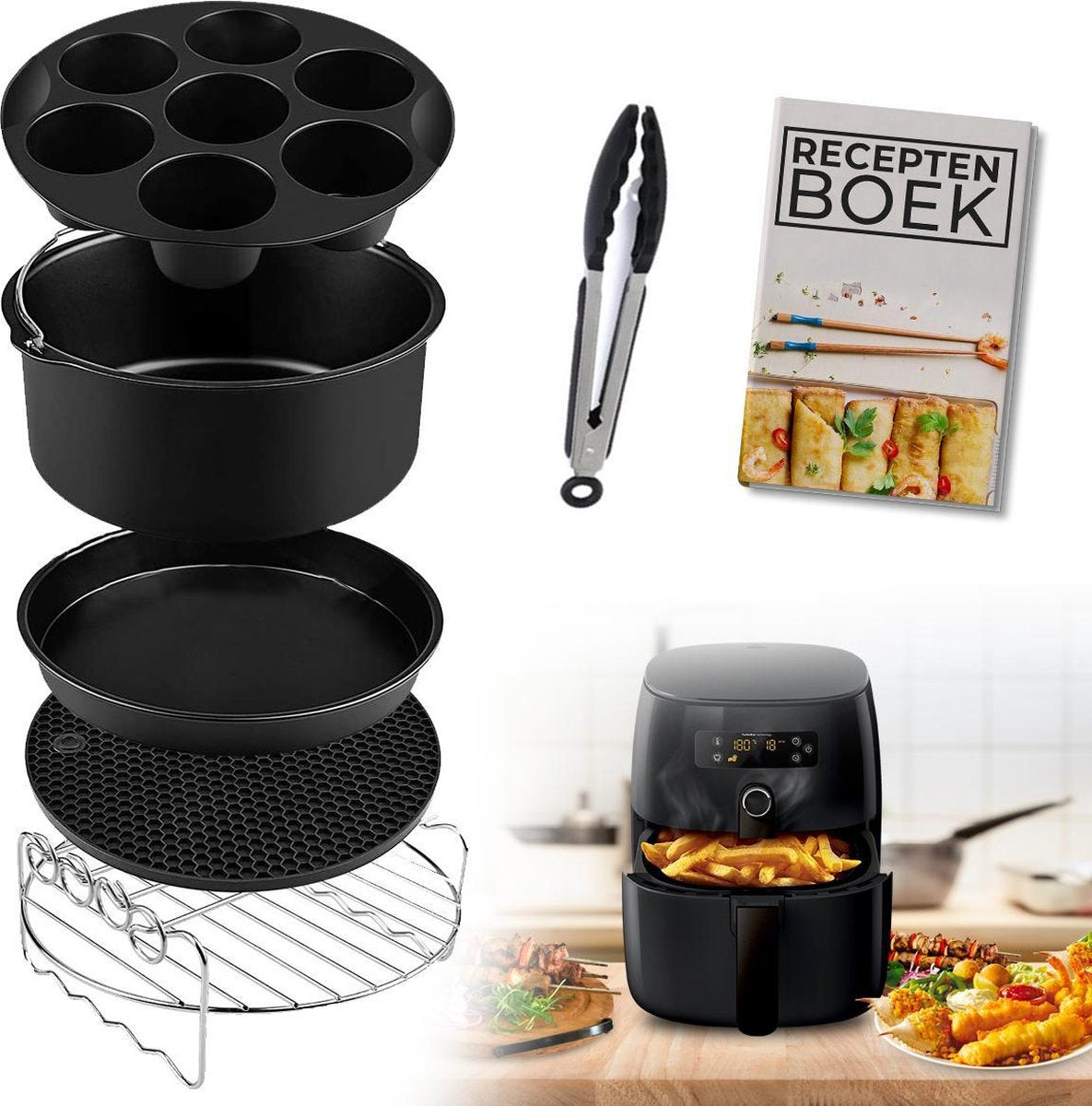 Heteluchtfriteuse Accessoires Set XL en XXL Premium - Geschikt voor Philips