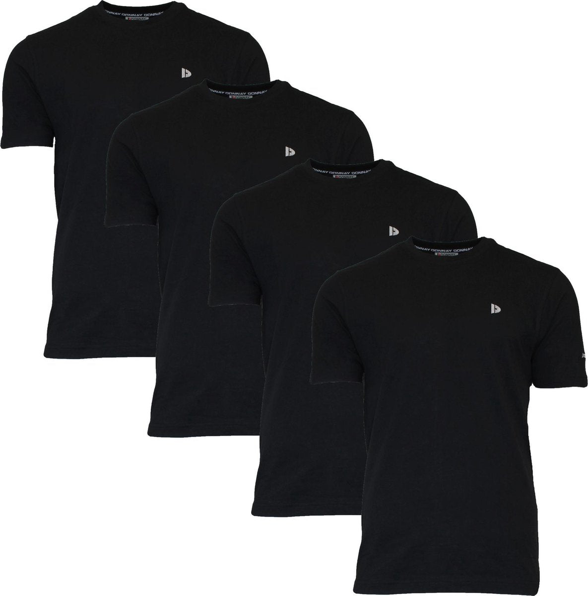 Donnay T-shirt - 4 Pack - Sportshirt - Heren - Maat XL - Zwart