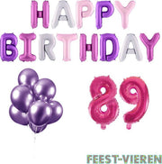 89 jaar Verjaardag Versiering Ballon Pakket Pastel & Roze