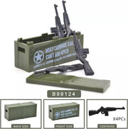 G27 - Amerikaanse wapenkist met 4x een M1A1 Carbine - Custom printed - WW2 Bouwstenen