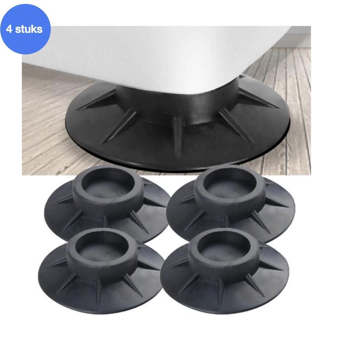Trillingsdempers wasmachine – Set van 4 stuks – Extra dik - Voetjes wasmachine & droger - Wasmachine demper – Anti trillings / vibratie dempers pads – Antislip rubber – Trillingsmat – Antislipmat - Schokdempers wasmachine