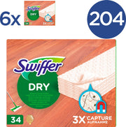 Swiffer Vloerreiniger Droge Doekjes Voor Parket - Voordeelverpakking 6 x 34  Navullingen