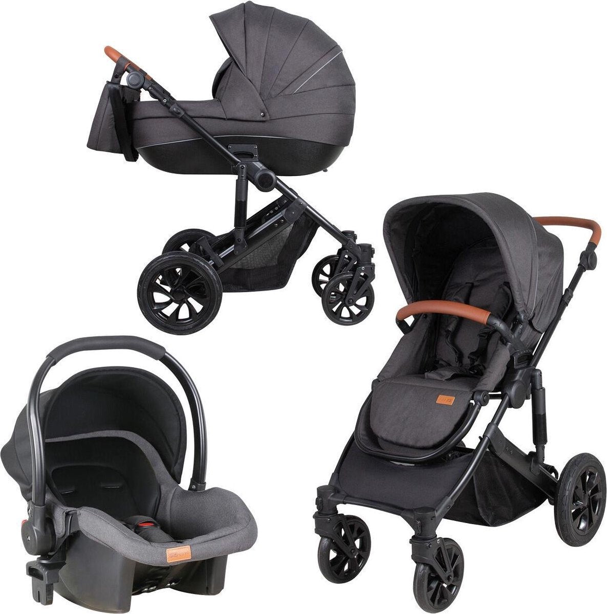 FreeON Kinderwagen Comfort 3 in 1 Zwart (incl. autostoel)