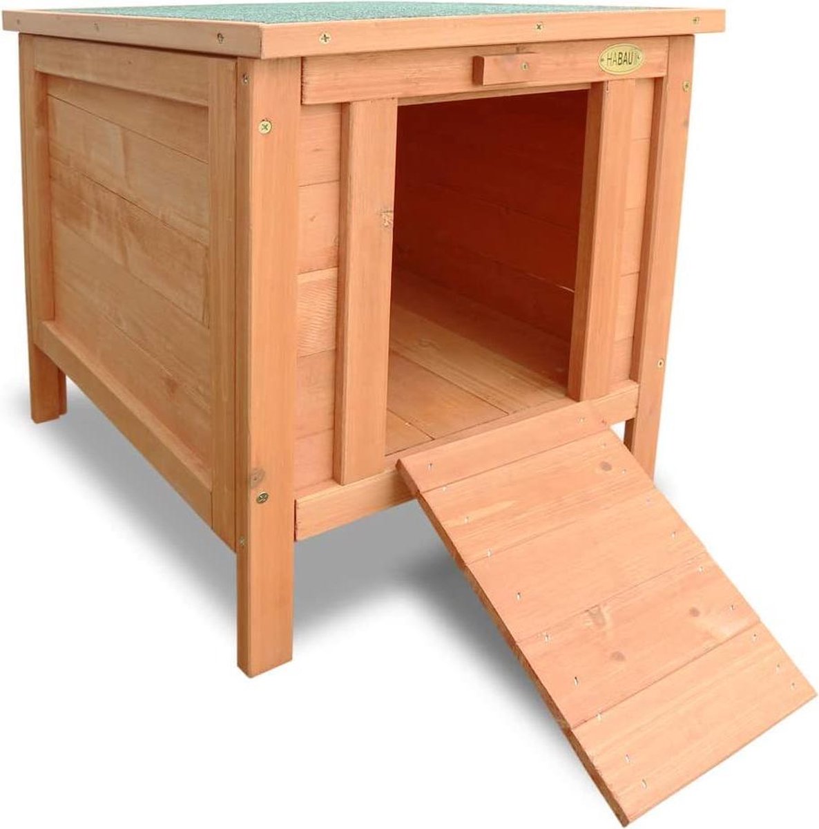 Rexa® Kattenhuis | Kattenhuis voor buiten | Beschermt tegen kou | Makkelijke ingang | Opklapbaar dak | Open te maken dak | Geeft veilig gevoel | Hout