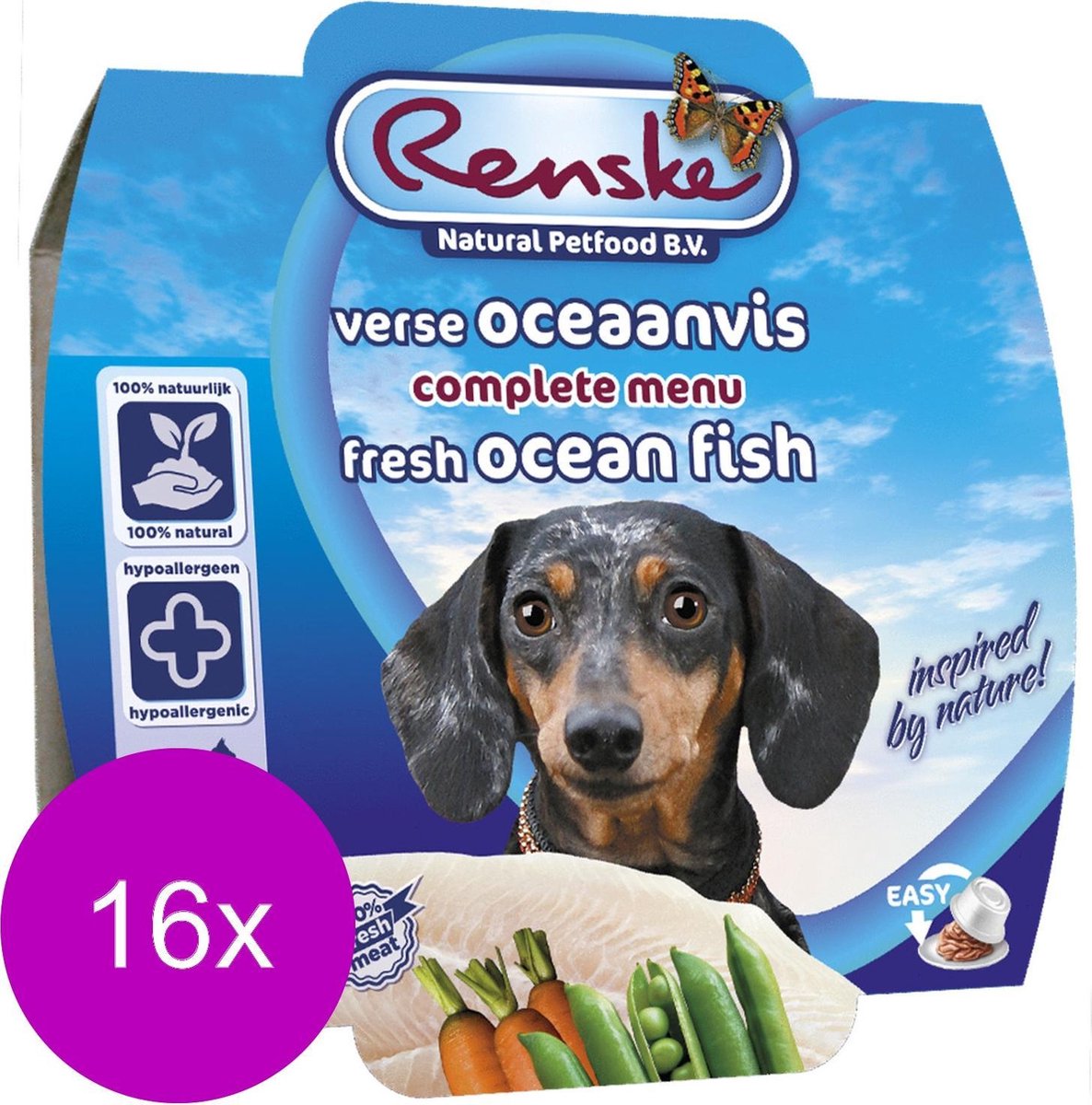 Renske Hond Vers Vlees Maaltijd 100 g - Hondenvoer - 16 x Oceaanvis