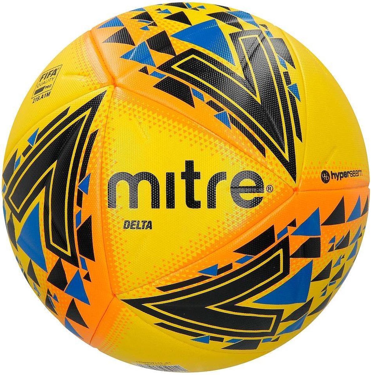 Mitre Voetbal Delta Polyurethaan Geel/zwart/blauw Maat 5