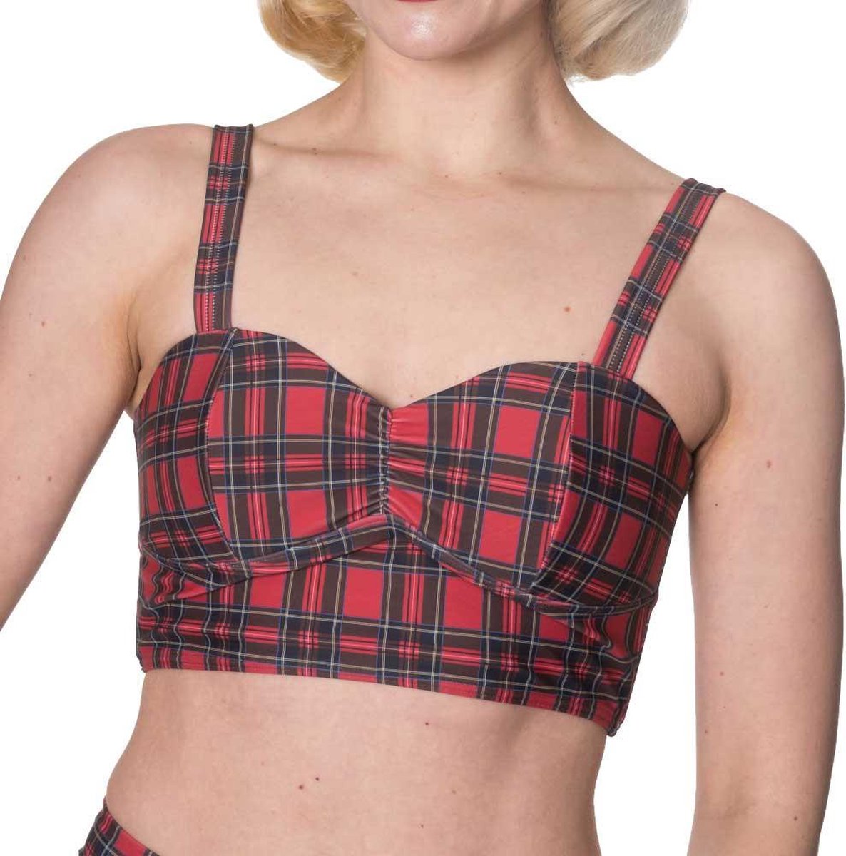 Banned Bikinitop -M- Wild plains tartan Ruitjes Rood