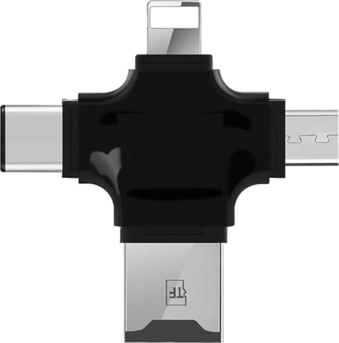 4 in 1 Kaartlezer/Adapter | Kaartlezer SD Kaart iPhone | Kaart lezer USB C | Kaartlezer Mac | Lightning | Micro USB | USB C | USB Memory Card Reader | Flash Drive USB Stick | Flash Drive USB C | USB Stick iPhone | iPhone naar USB