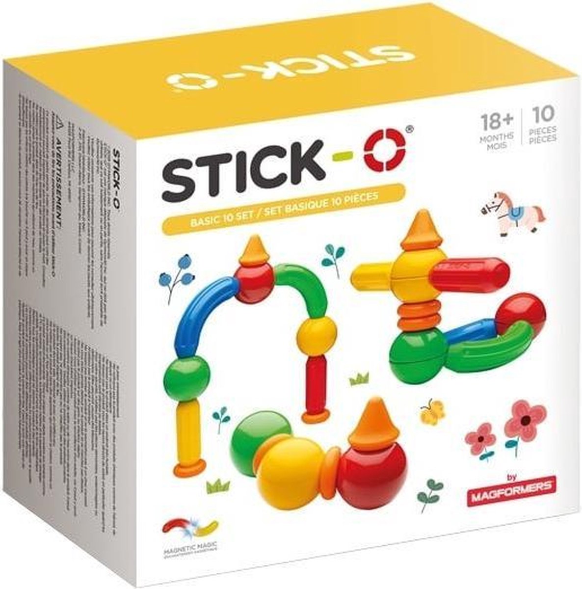 Stick-O - Basic 10 Set - magnetisch speelgoed - 20 modellen - speelgoed 1 jaar - peuter speelgoed jongens en meisjes - baby speelgoed - speelgoed jongens 2 jaar