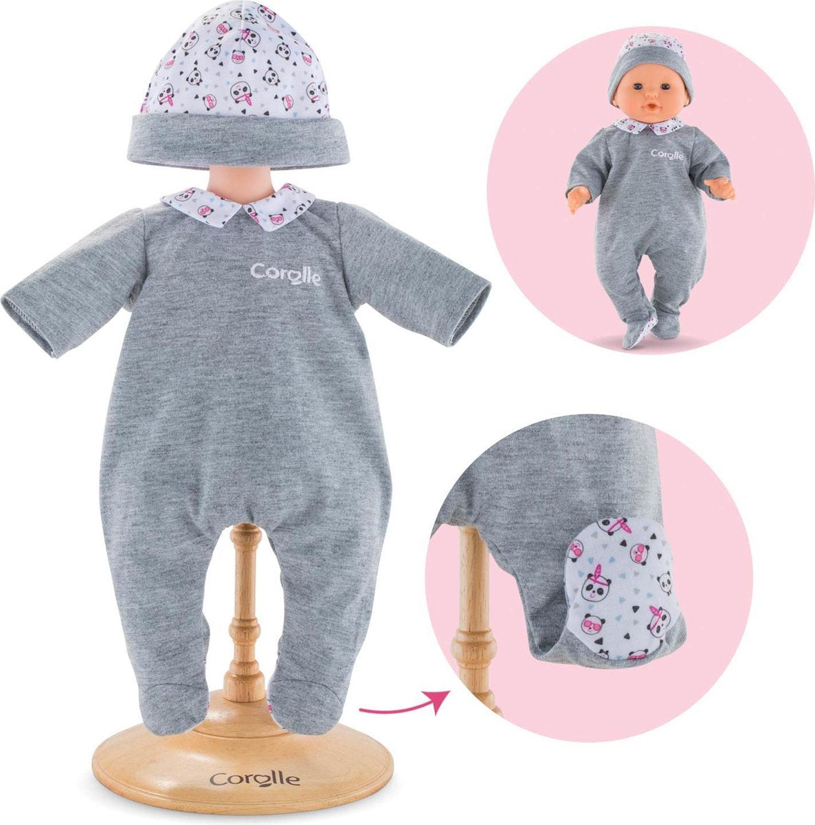 Corolle Mon Grand Poupon BB14"" PAJAMAS - PANDA PARTY