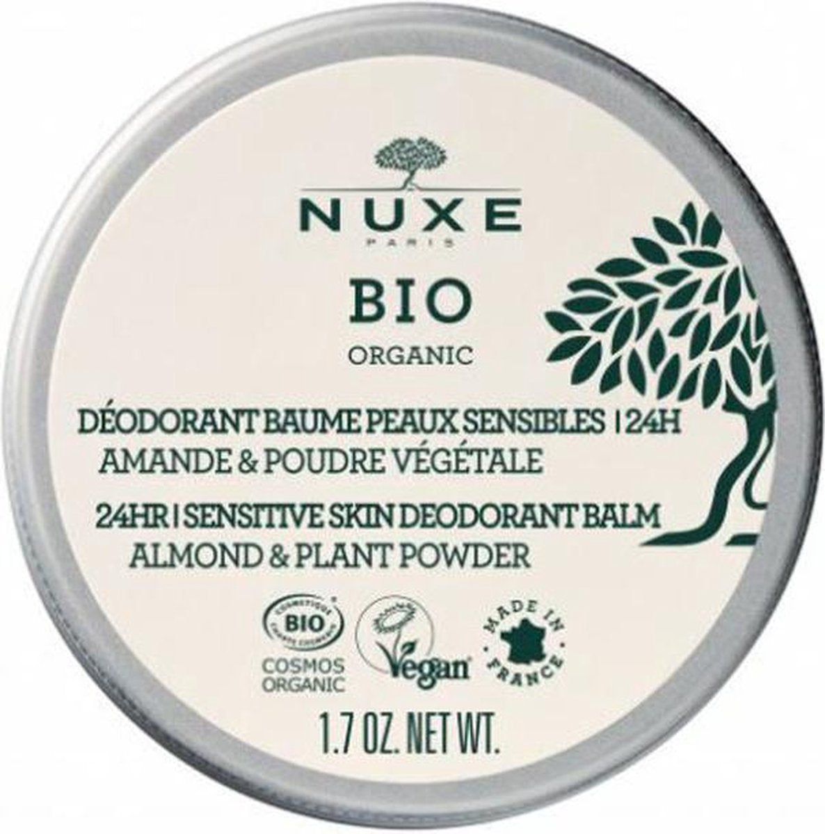 Nuxe Balsem Bio Organic Amande & Poudre Végétale Déodorant Baume Peaux Sensibles | 24H