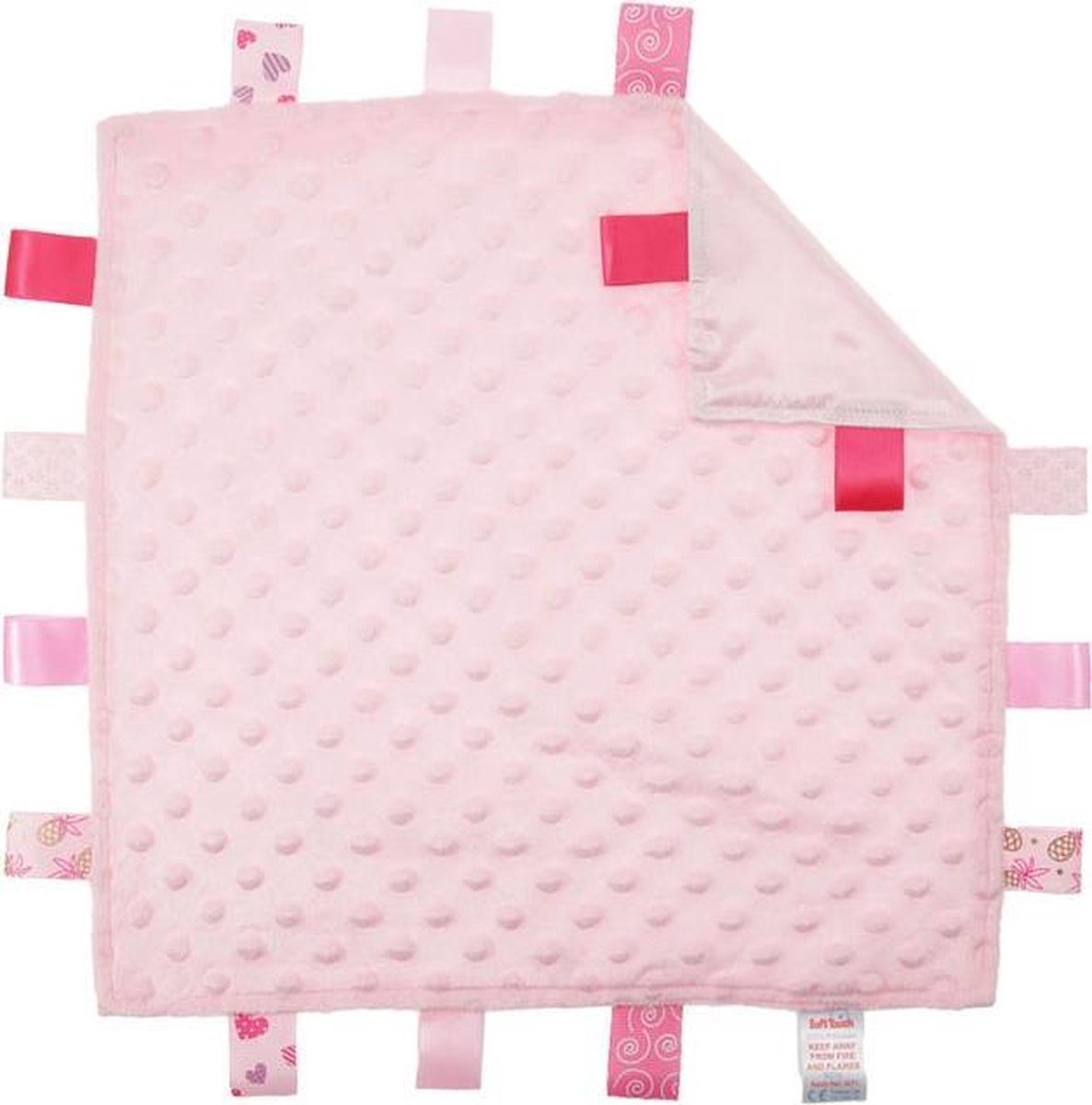 Soft Touch Knuffeldoekje Met Labels Roze 35 Cm