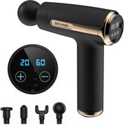 DW4Trading® Massage gun traploos regelbaar display 4 opzetstukken accu lader zwart/goud