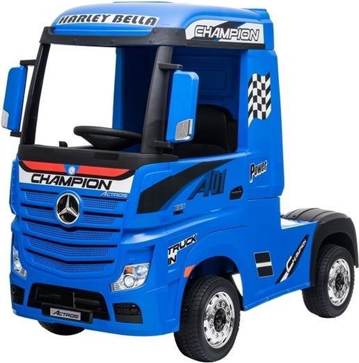 Elektrische Kinder vrachtwagen Mercedes Actross Truck 4x4 Blauw 24V Met Afstandsbediening FULL OPTIONS