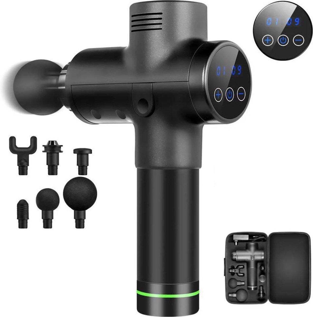 REGENTECH Massage Gun - Massage Apparaat - LCD - 20 Snelheden - Zwart
