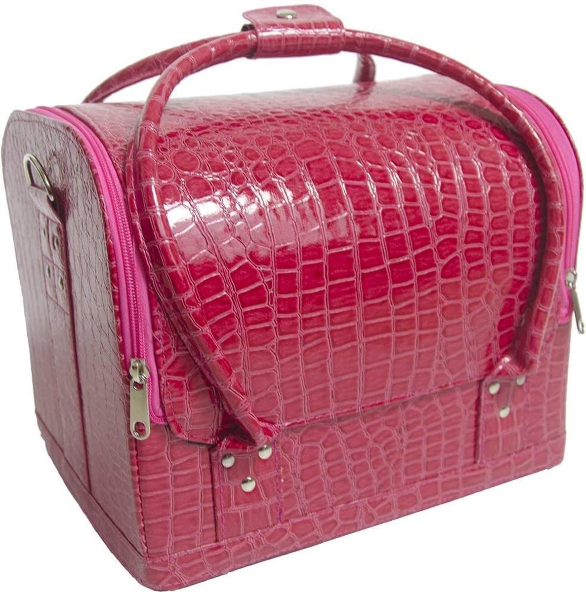 Luxgoods Make up koffer- make up organizer- beautycase -Roze -Make-upkoffer- multifunctionele koffer- make-upkoffer- sieradenkoffer- kapperskoffer- afneembare schouderriem- klassieke Roze beautycase