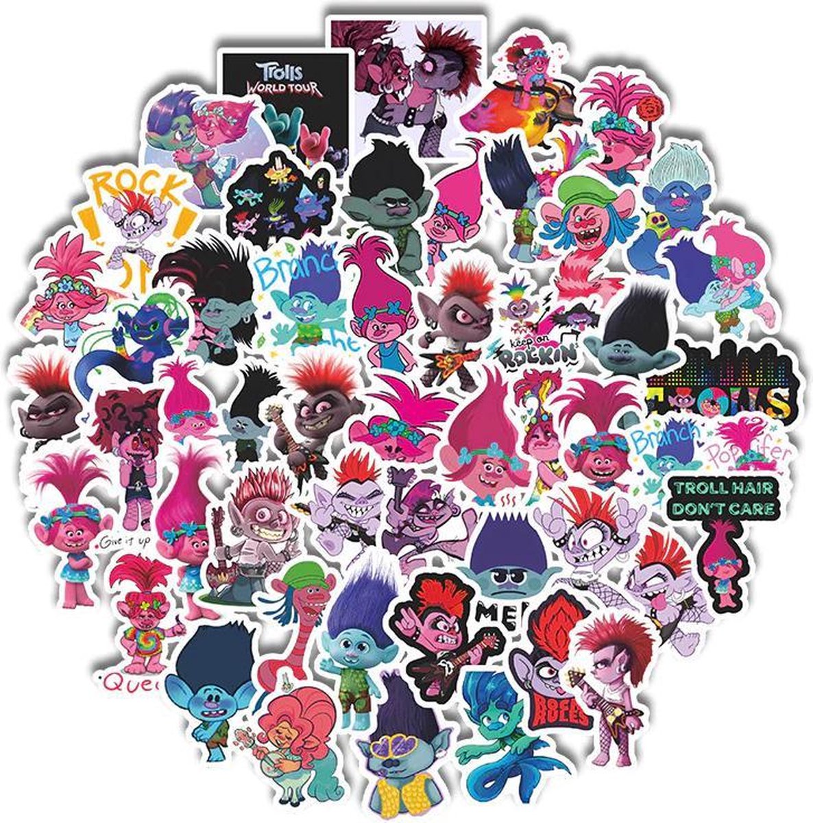 Stickers Trolls 50 stuks assorti