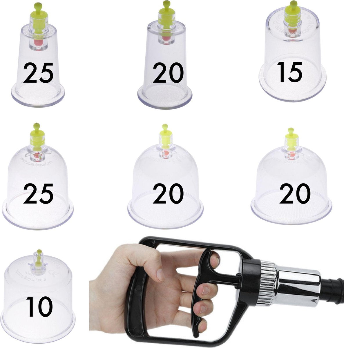 135 Stuks Hijama Cupping en Massage Cups Set met Luxe Pomp - Voordeelpakket Mix