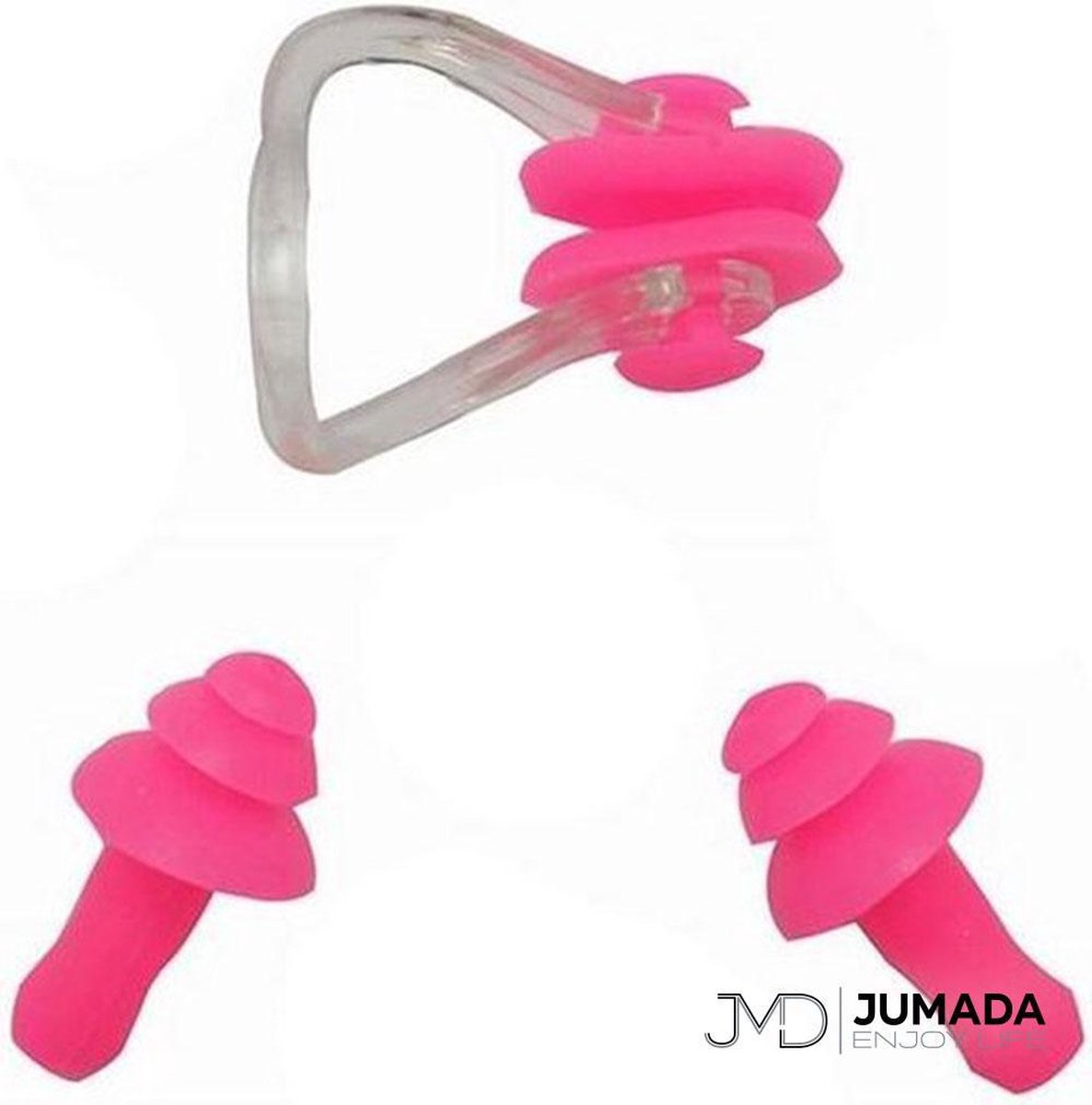 Jumada's Zwemoordoppen met Neusklem - Oordoppen - Unisex - One Size - Roze
