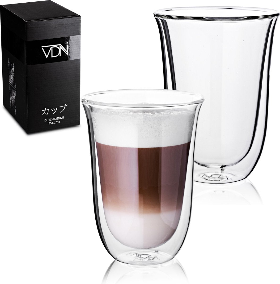 Dubbelwandige latte macchiato glazen van borosilicaat - Warme en koude dranken - 300 ML - Set van 2