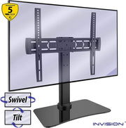 Invision® Montiorstandaard met draai en kantelfunctie | Schermstation bureau voor schermen van 32-55 inch | Slank en ergonomisch ontwerp | Monitor arm eenvoudig te monteren en met kabelmanagement | max. VESA 400 x 400 mm