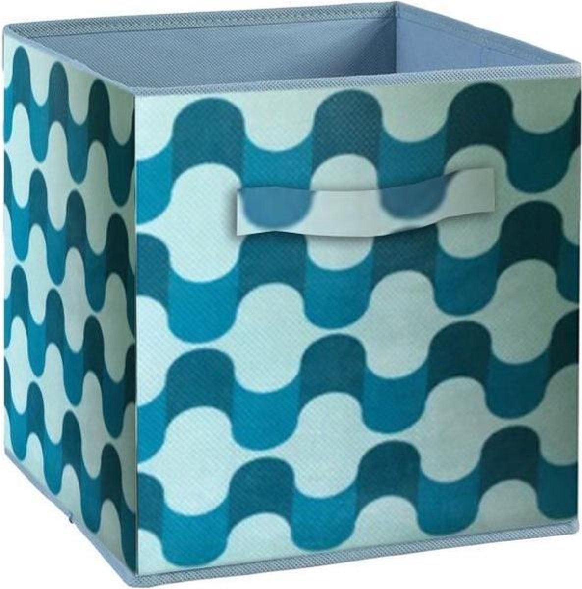 COMPO Opberglade - Stof - 27 x 27 x 28 cm - Patroon 60's - Blauw en nachtblauw