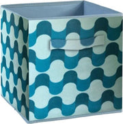 COMPO Opberglade - Stof - 27 x 27 x 28 cm - Patroon 60's - Blauw en nachtblauw