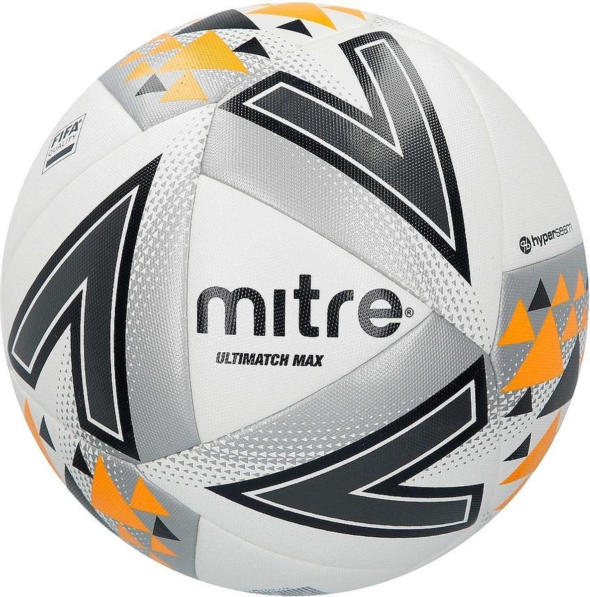 Mitre Voetbal Ultimatch Max Polyurethaan Wit/zilver/oranje Maat 5