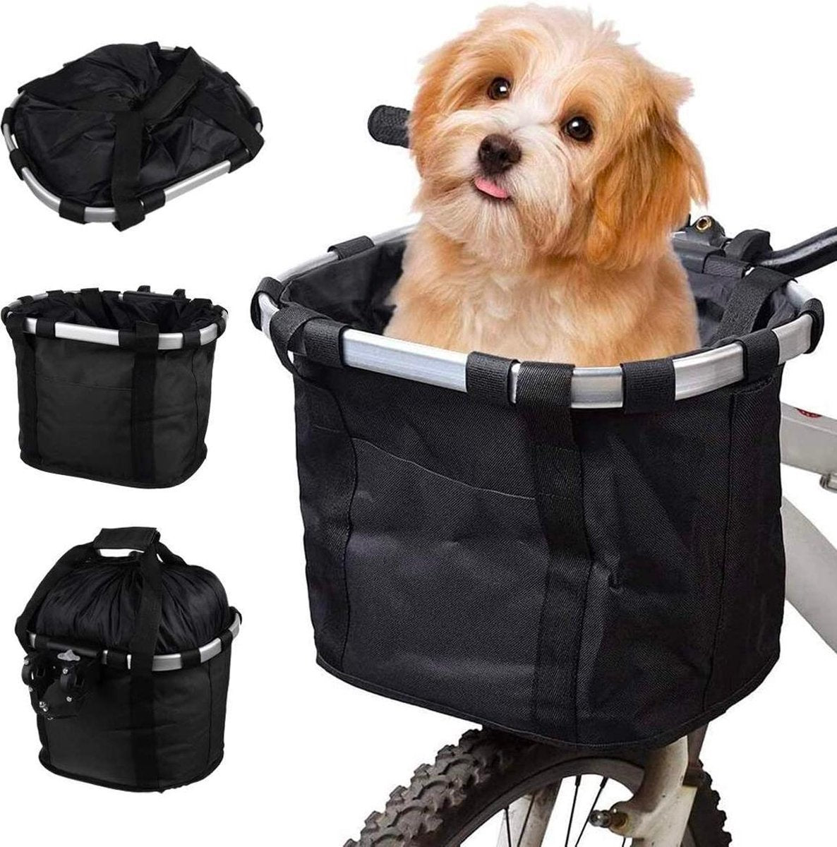 Fietsmand Hond Premium - Boodschappentas - Hondenmand Fiets - Fietsmand Hond Voorop - Fietsmand Hond Bagagedrager - Fietstas Hond - Stuurtas - Vaderdag Kados - Vader Cadeautjes - Vaderdag Tip