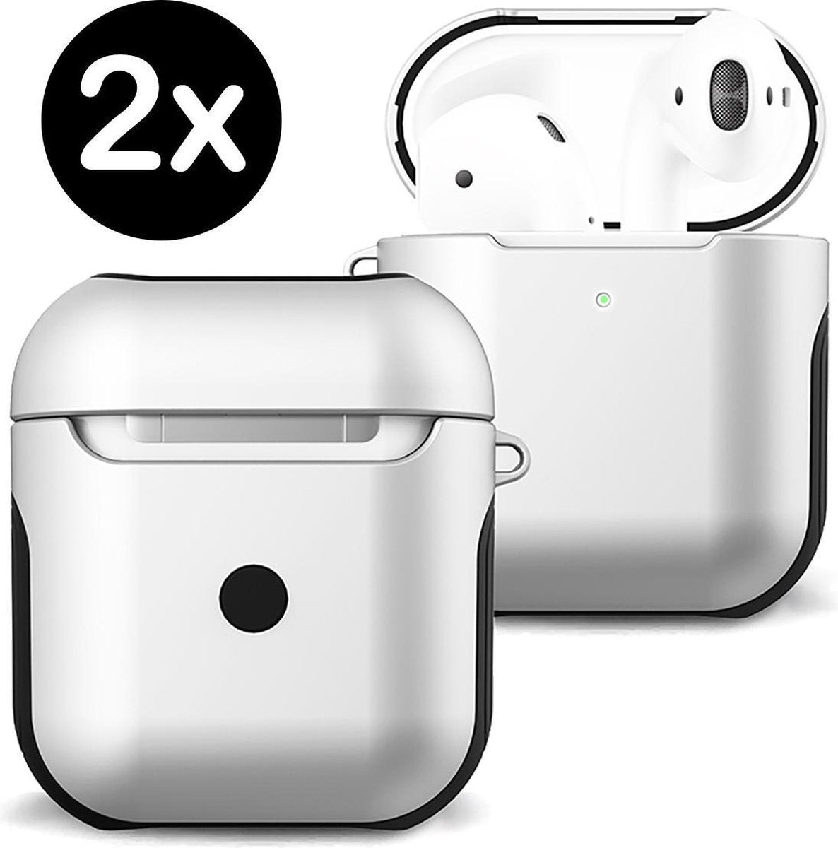 Hoes Voor Apple AirPods 1 Case Hoesje Hard Cover - Wit - 2 PACK