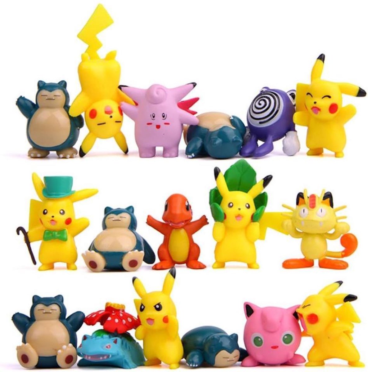 EverToys Pokemon Figuren - 20x diversen - Speelgoed - Pikachu - Set - Charizard - Pokébal - Bal - Knuffel - Kaarten - Squishy - Figuur