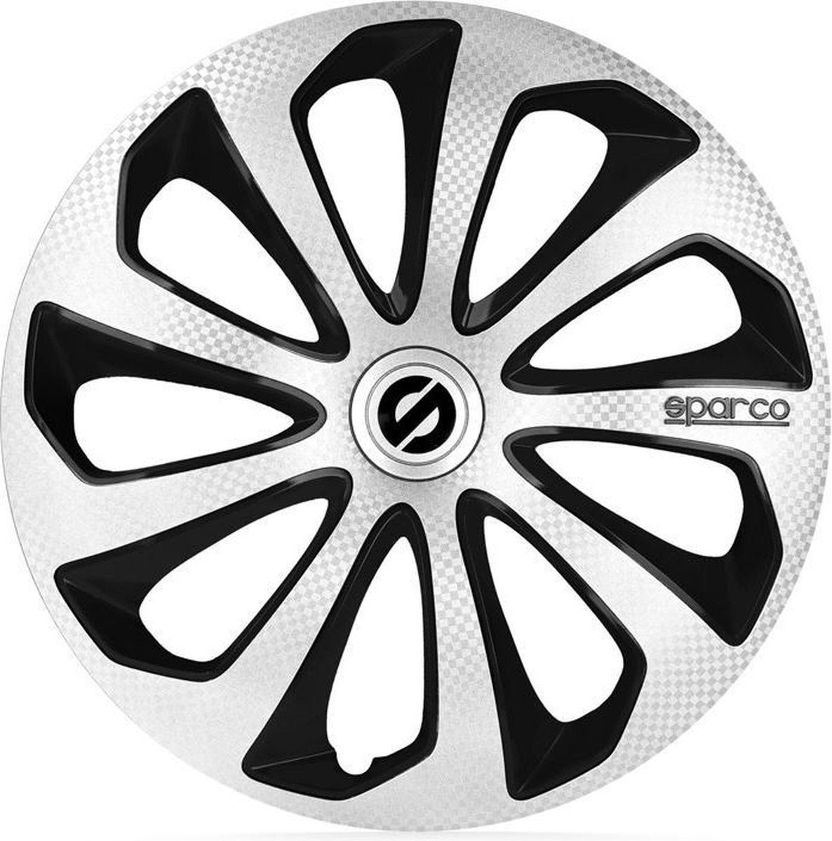 Satz Sparco Radzierblenden Sicilia 14-Zoll Silber/Schwarz/Karbon