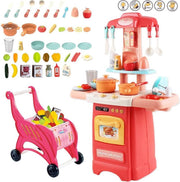 deAO 40-delige miniatuurkeuken My Little Cook Pretend keuken rollenspel set met inductiekookplaat