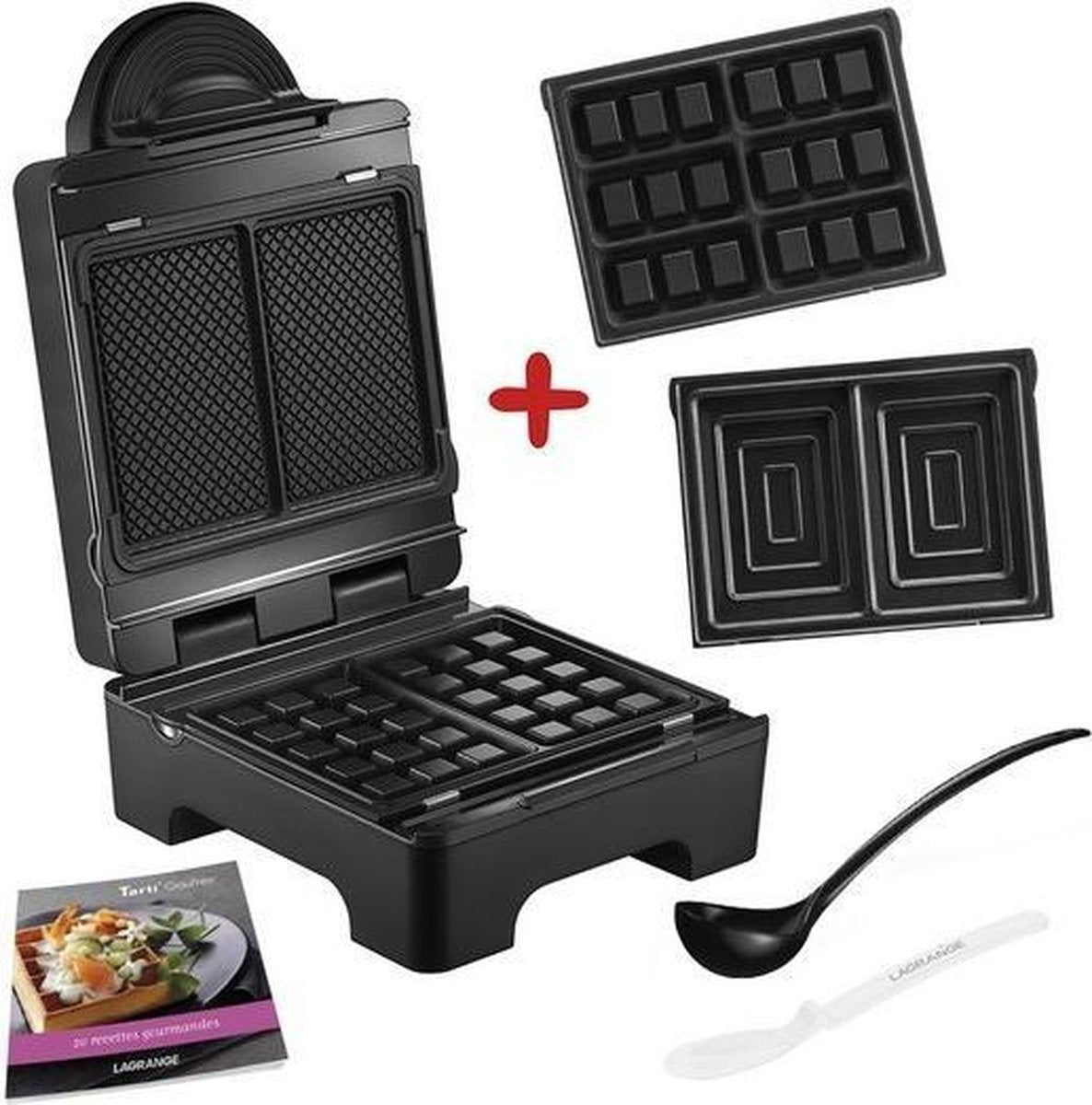 LAGRANGE Tarti 'wafelijzer met sandwichplaten + Mini wafels - 1070W - Zwart