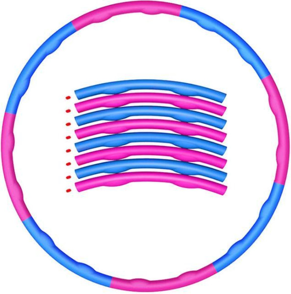 Fitualine - Fitness Hoelahoep - Weighted Hula Hoops - Hoepel Fitness - Rose - Blauw- 8-delig -