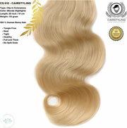 CAIRSTYLING Premium 100% Human Hair | Blonde Clip-in Hair Extensions CS612| 110 Gram | 51 CM (20 inch) | Haarverlenging | Best Quality Hair Long-term | Blond Remy Clip Ins | Natuurlijke Haarverlenging | Inclusief Velvet Bag