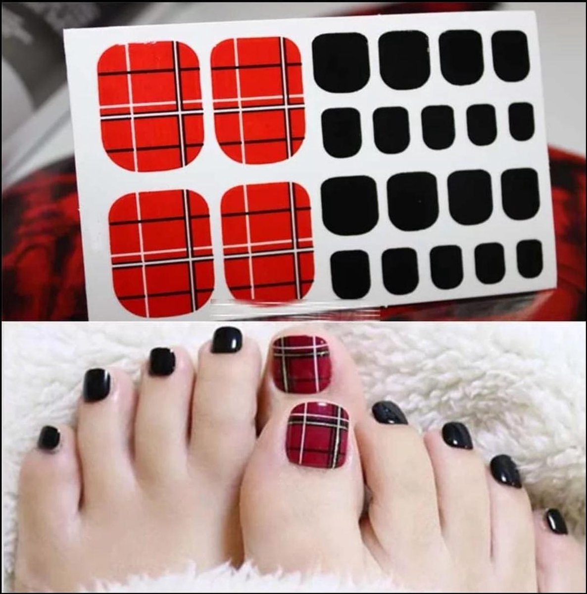 teen nagel stickers nailart rode ruit  nagelsticker kalknagel verbergen