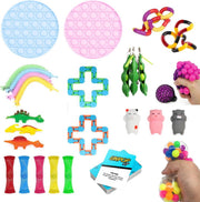 Fidget toys pakket® - Simple Dimple - Pop it - Wacky Track - Pop tube - Magnetische ringen -27 stuks
